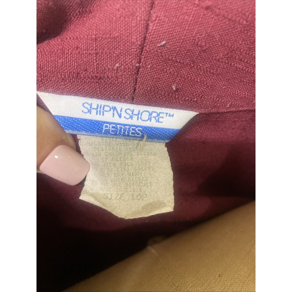 80s 90s Ship N Shore Women’s Sz 10P Med Blazer Jacket Maroon Single Breasted - Picture 8 of 8